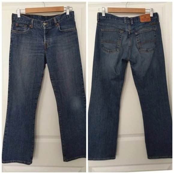 Lucky Brand Dungarees Button Fly Flare Denim Jeans Y2K Retro Vibes size 28/6 - Picture 2 of 10